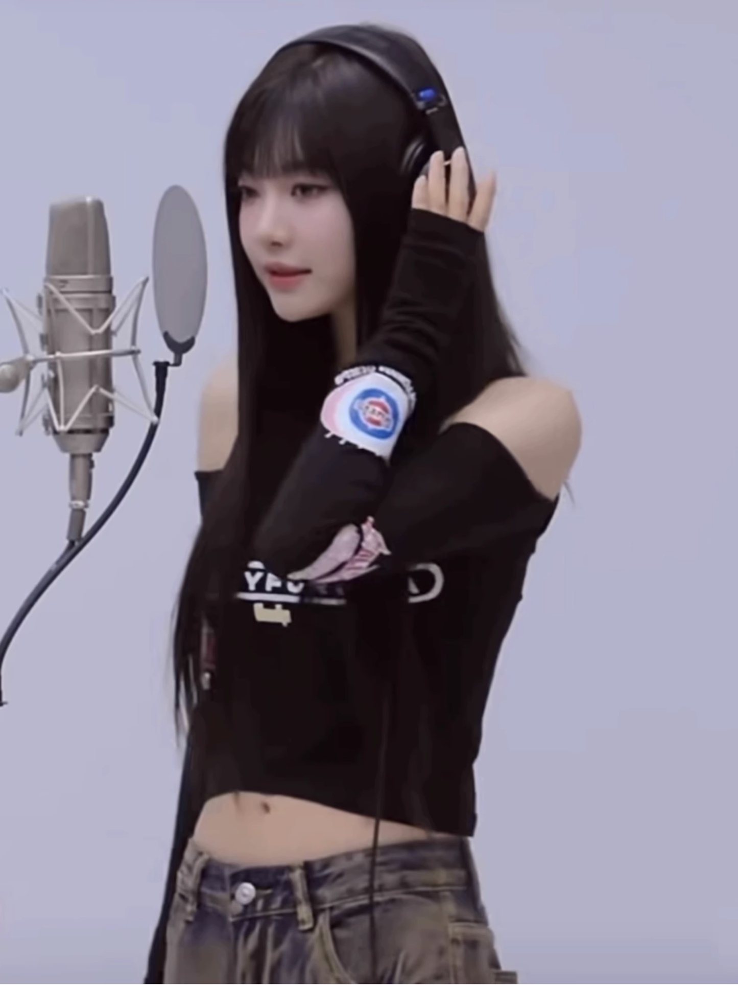 Strapless slim fit long sleeve T-shirt-Aespa Ningning