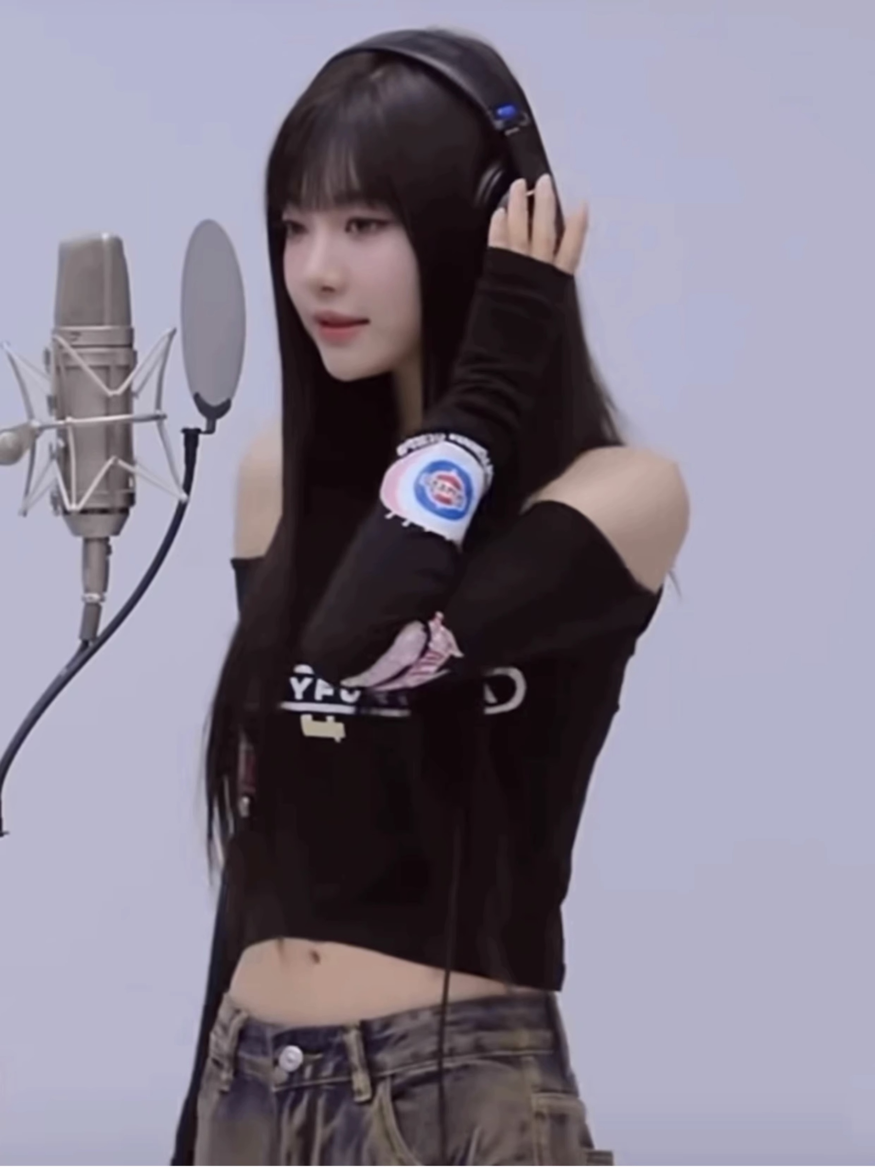 Strapless slim fit long sleeve T-shirt-Aespa Ningning