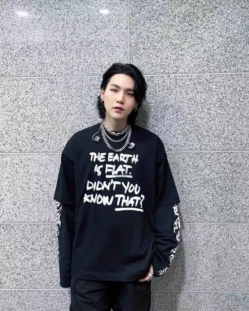 BTS SUGA Inspired Layered Street Tee Set