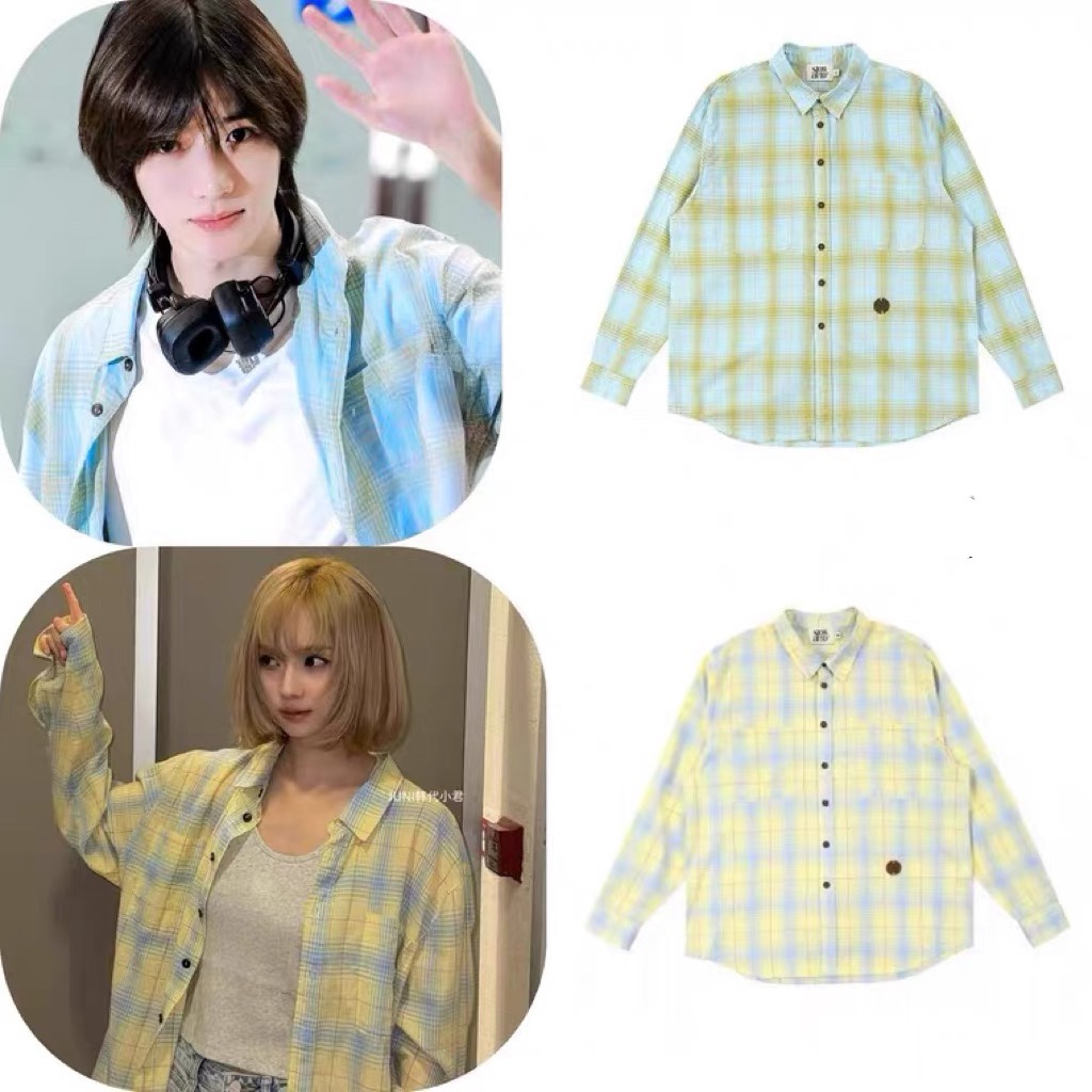TXT Beomgyu&Aespa Winter Inspired Check Shirt