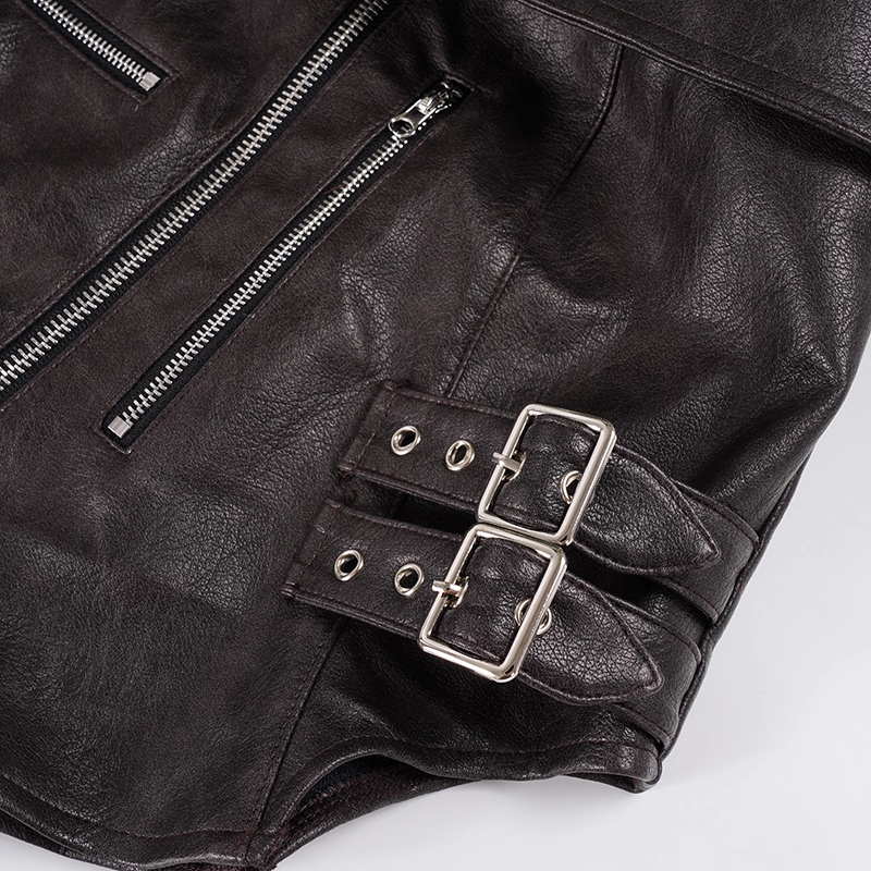 Blackpink Jennie Inspired Asymmetrical PU Leather Crop Top