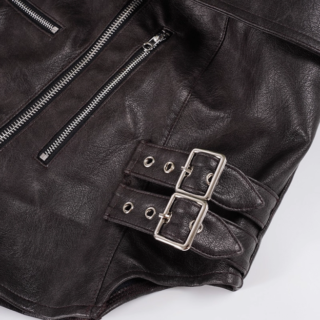 Blackpink Jennie Inspired Asymmetrical PU Leather Crop Top