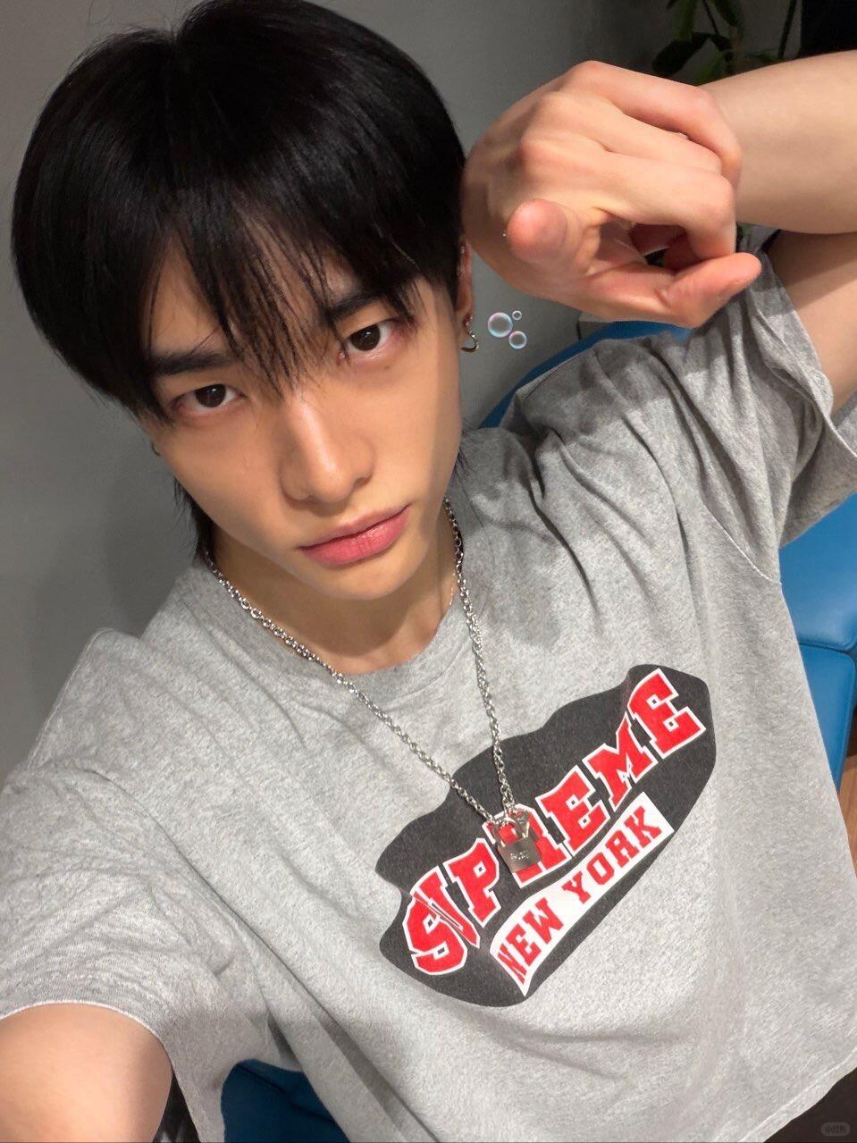 Stray kids Hyunjin Inspired Supreme New York Logo Tee-straykids