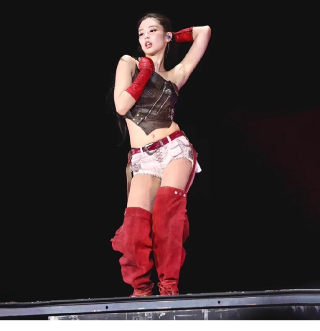 Blackpink Jennie Inspired Asymmetrical PU Leather Crop Top