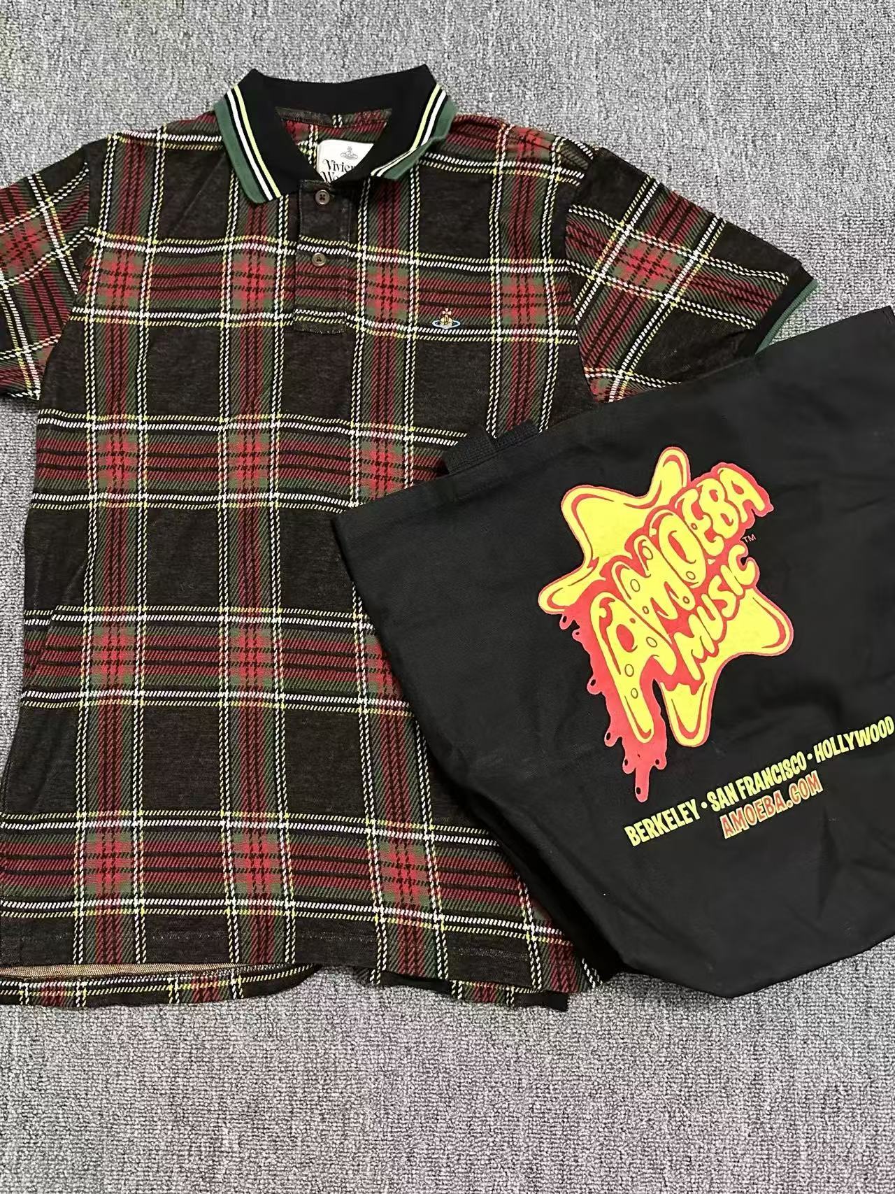 Cortis Juhoon Vivienne Westwood Style Inspired Tartan Plaid Short Sleeve Polo Shirt