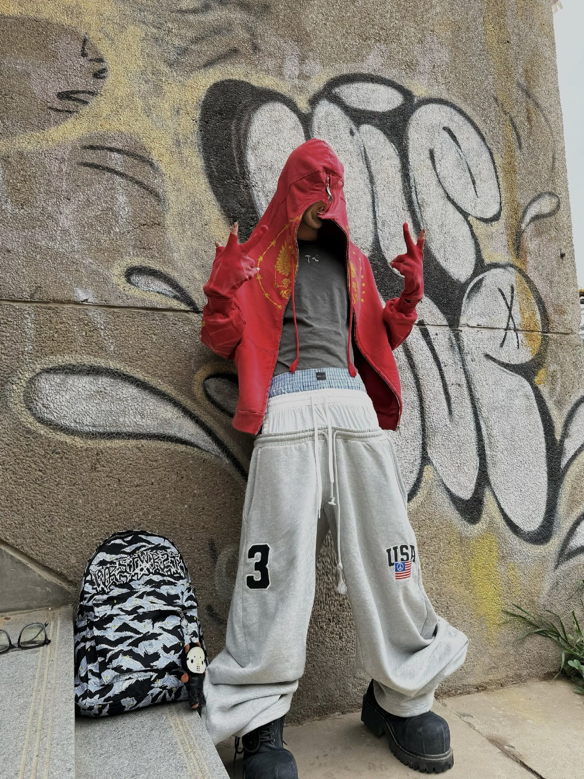 Enhypen Niki Inspired Drawstring Fake Three-Waist Paneled Sweatpants