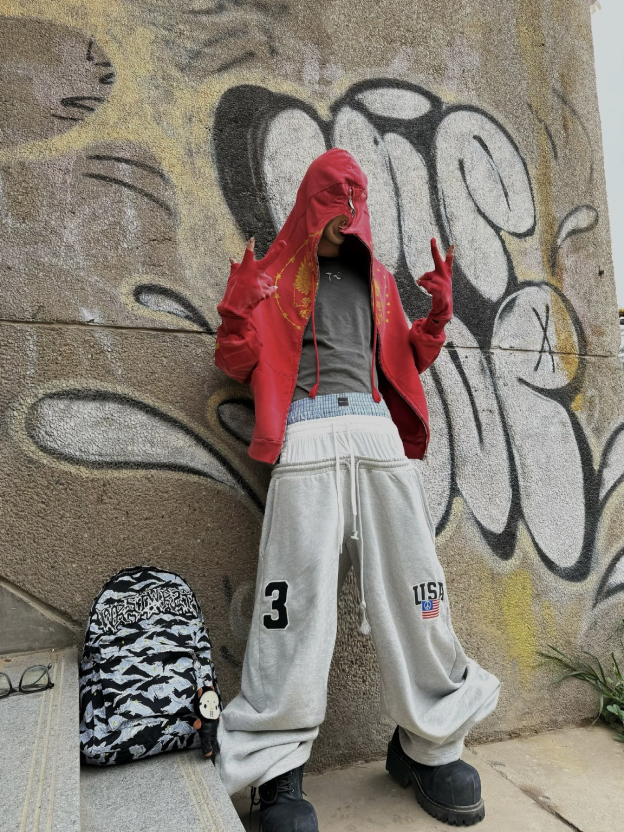 Enhypen Niki Inspired Drawstring Fake Three-Waist Paneled Sweatpants