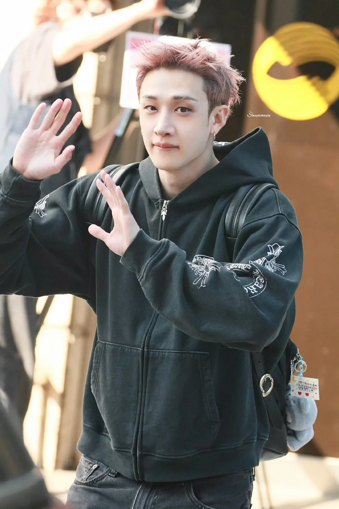 Stray kids Bangchan Inspired Chrome Hearts Style Vintage Wash Cross Zip Hoodie-straykids