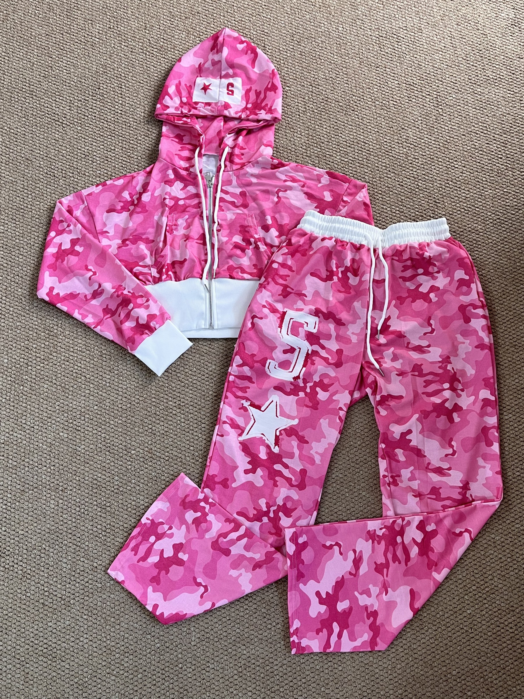 TWICE -Pink Camo Rhinestone inspired Hoodie Set