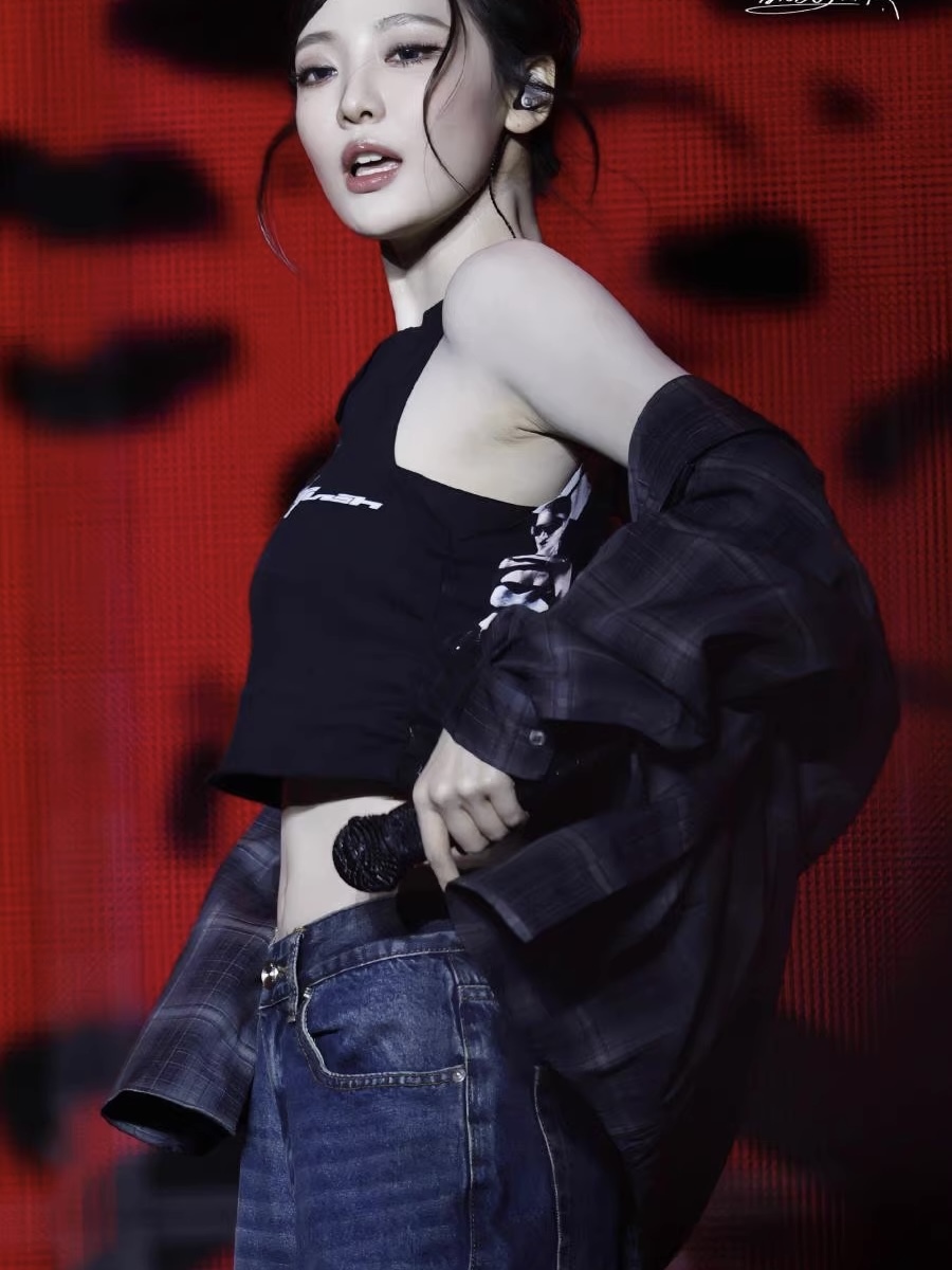 Ningning Dark wide-leg straight pants-Aespa Ningning