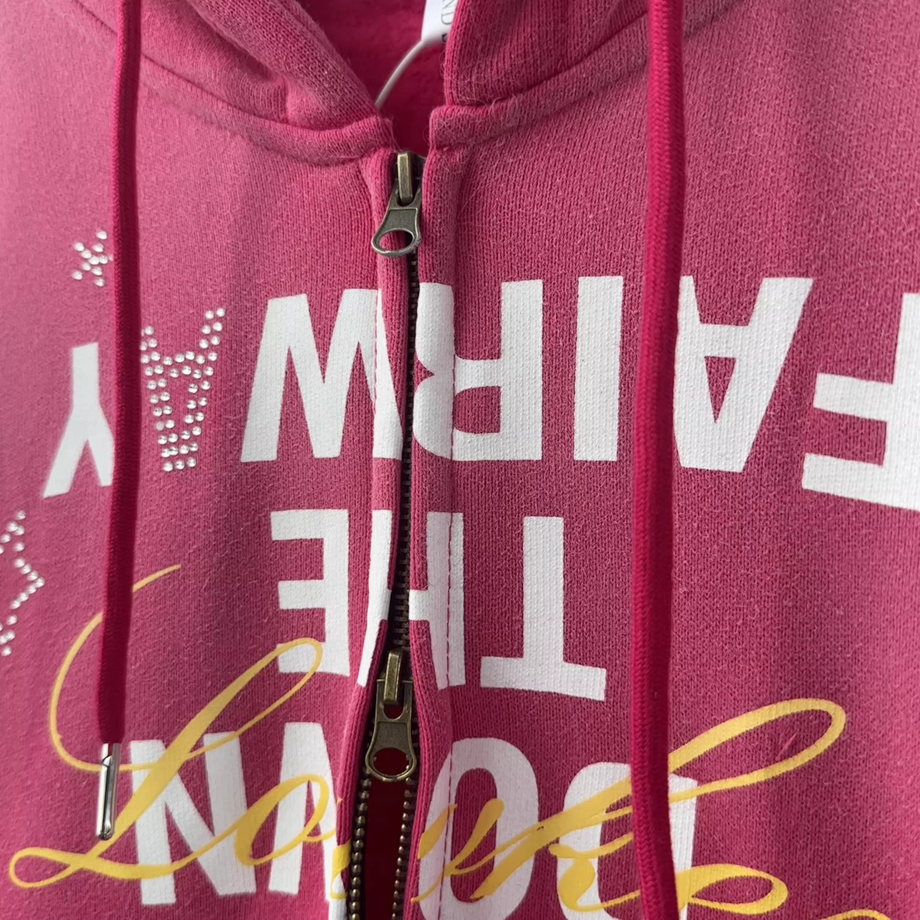 Hearts2hearts Stella Inspired Vintage Pink Oversized Graphic Zip-Up Hoodie