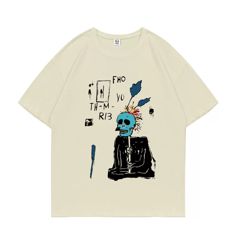 BTS V Inspired Punk Sketch Skull Graphic T-Shirt