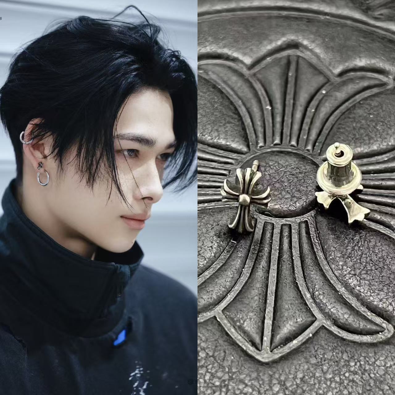 Enhypen Niki Inspired Chrome Heart Earrings-Ni-Ki