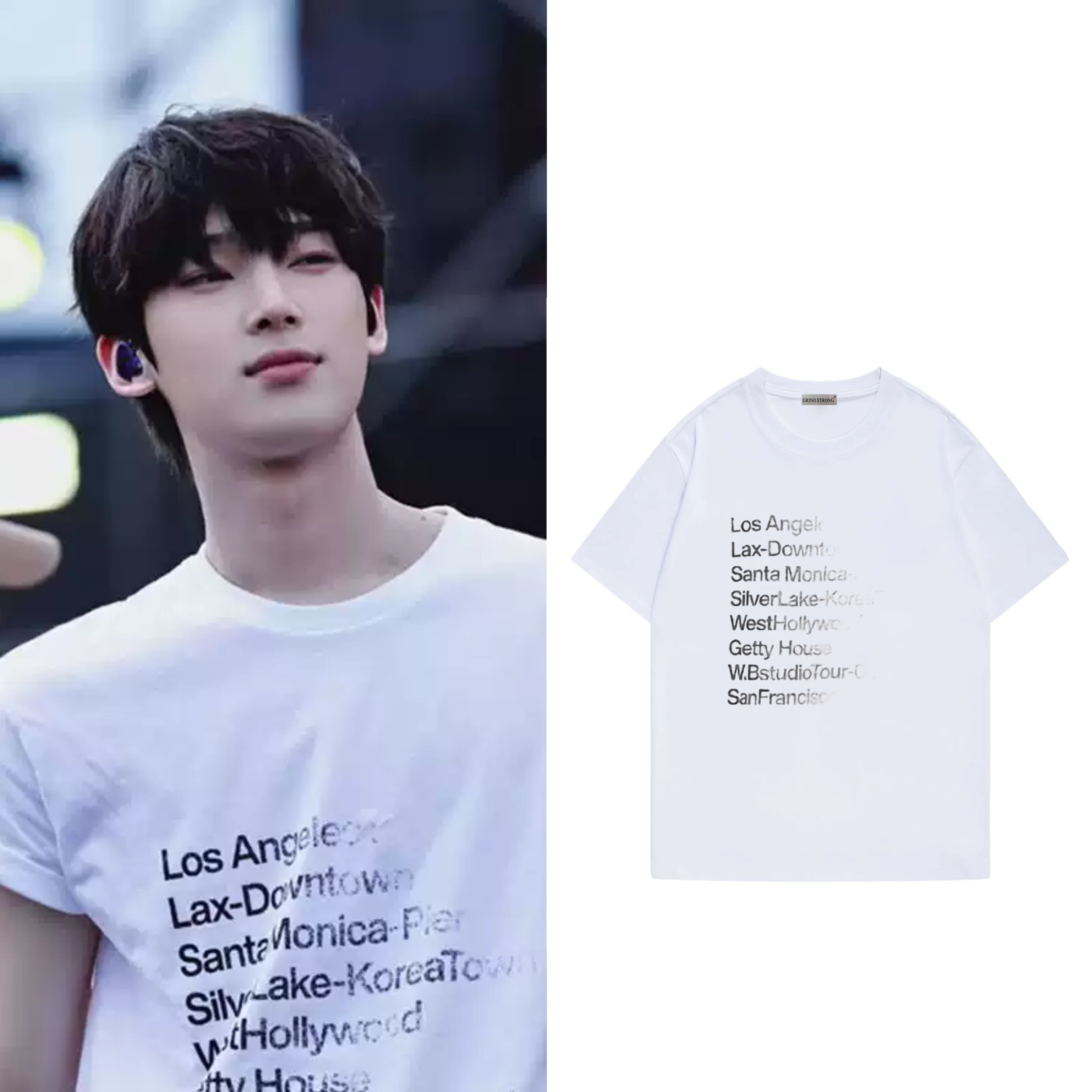 Enhypen Sunoo Inspired LA City Names Blurry Print T-Shirt