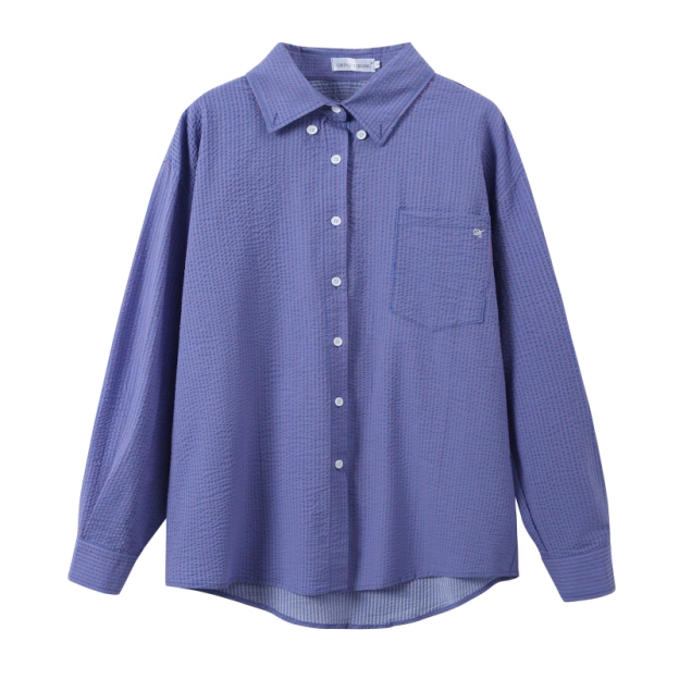 Loose Striped Long Sleeve Shirt-Blackpink Jennie