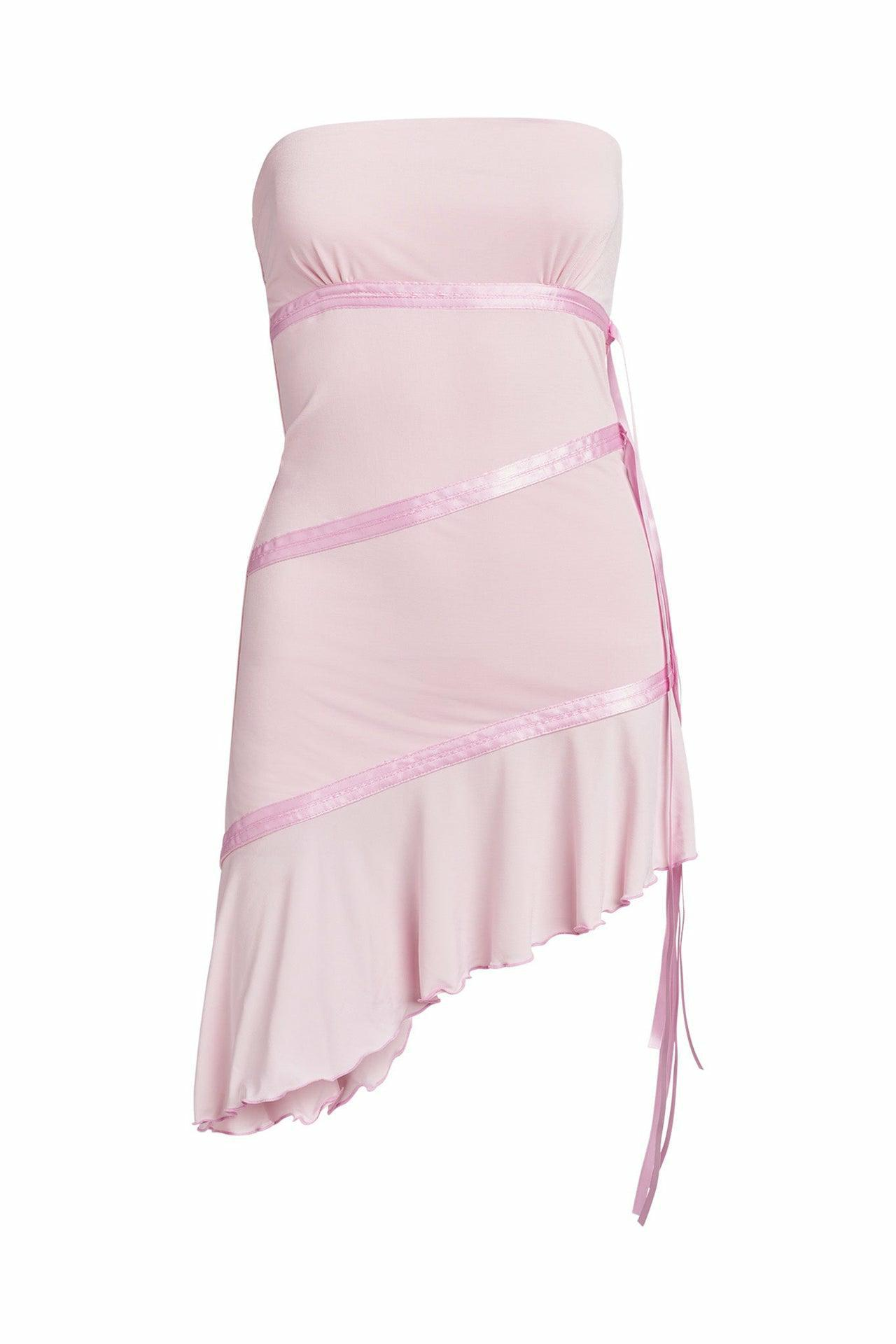 Pink Sheath Ribbon Slimming Dress-Outfitidea For Blinks BLACKPINK-Inspired Fashion