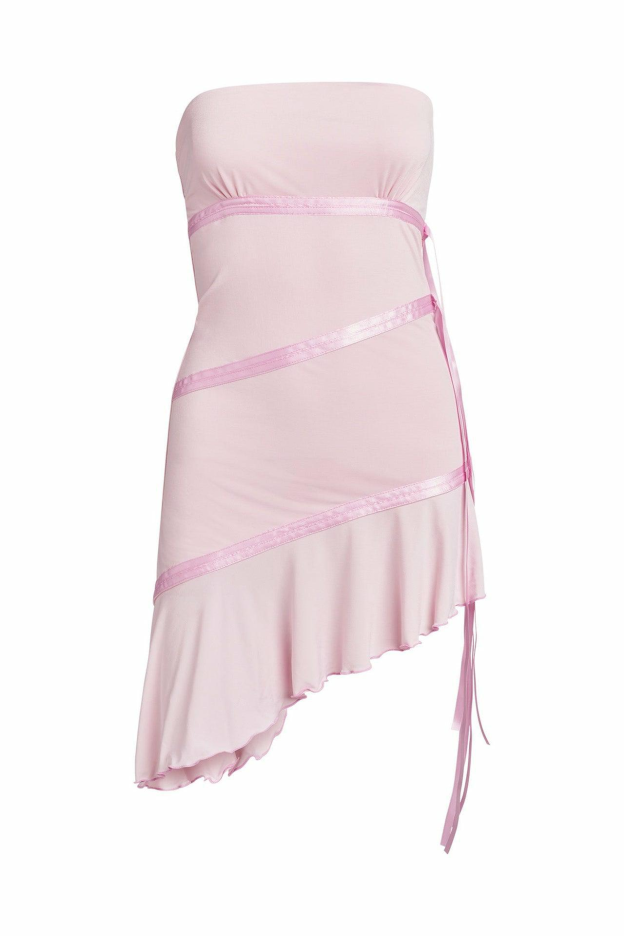 Pink Sheath Ribbon Slimming Dress-Outfitidea For Blinks BLACKPINK-Inspired Fashion