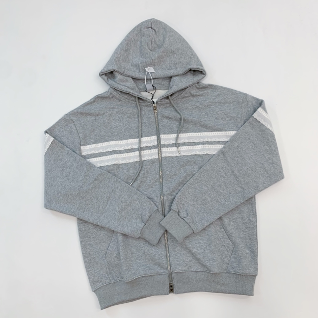 IVE Rei&I-DLE Miyeon Inspired Lace Trim Hooded Zip-Up Sweatshirt