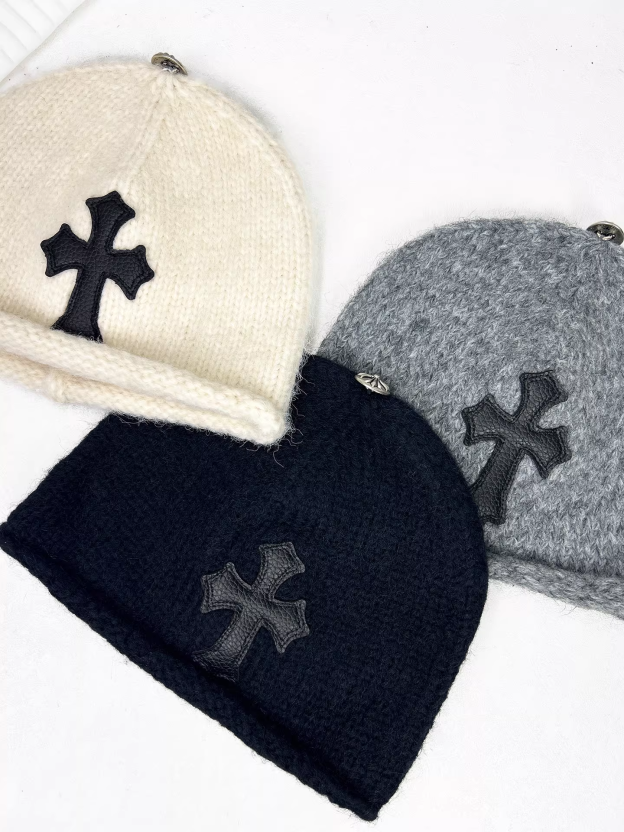 Enhypen NIKI inspired Chrome Hearts Style Cross Patch Knit Beanie