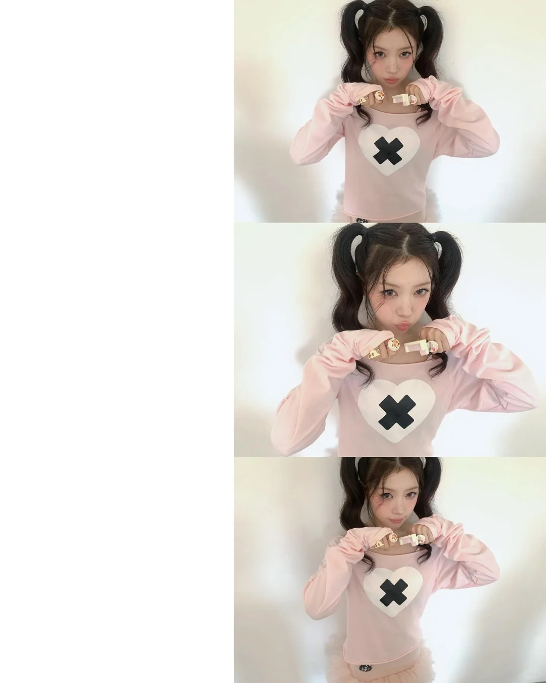 ILLIT Inspired Cross Heart Cut Off Long Sleeve