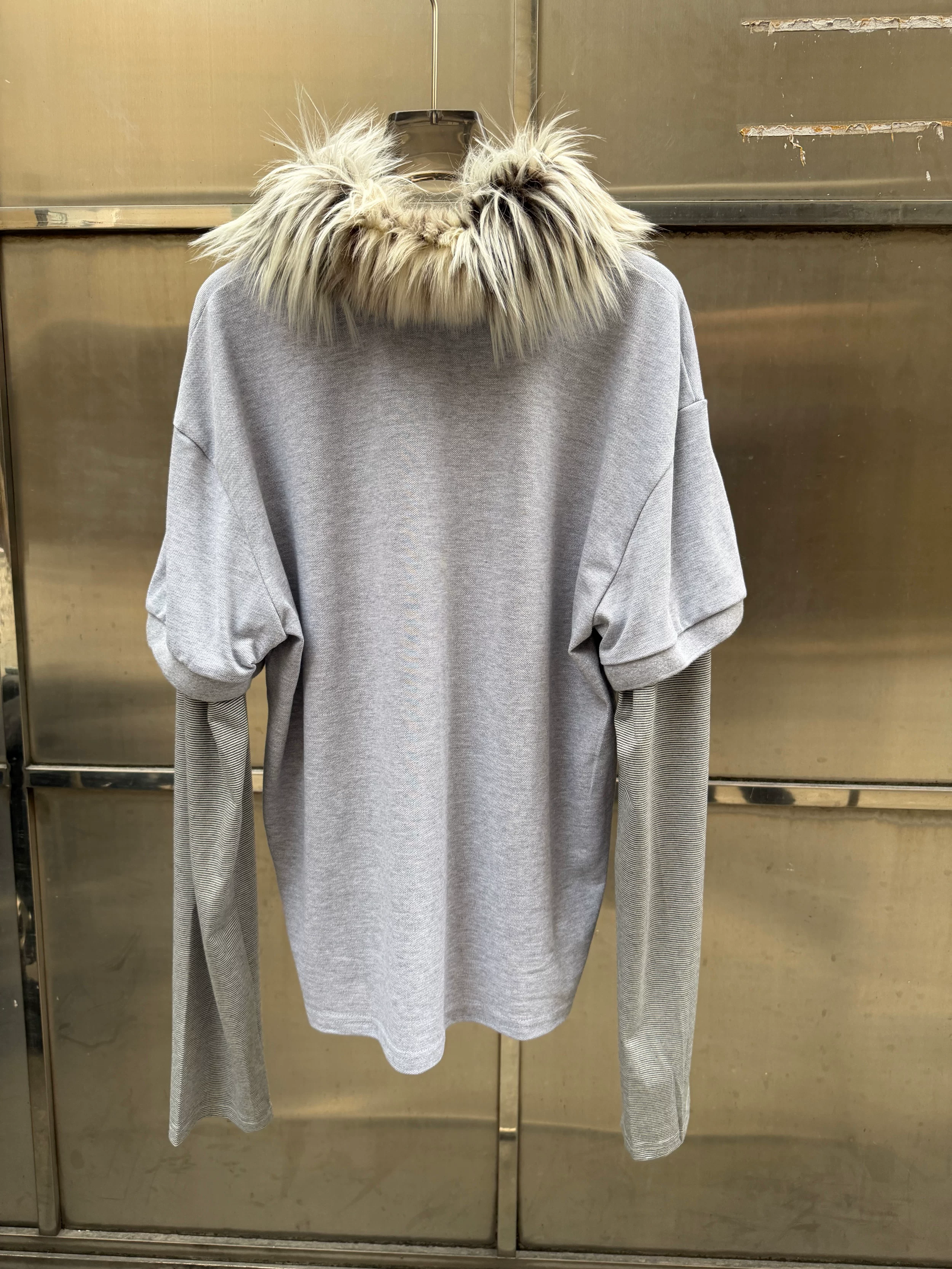 Cortis James Inspired Fur Collar Layered Polo Shirt