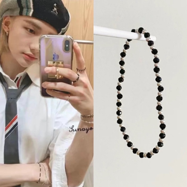 Straykids Hyunjin Inspired Black Beaded Bracelet