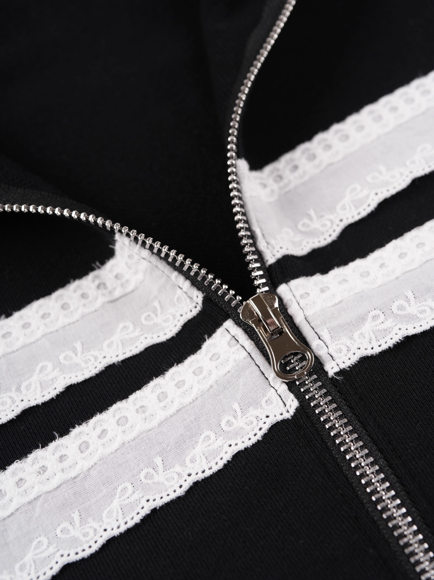 IVE Rei&I-DLE Miyeon Inspired Lace Trim Hooded Zip-Up Sweatshirt