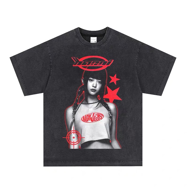 Newjeans Custom Member Printed Retro Washed T-Shirt