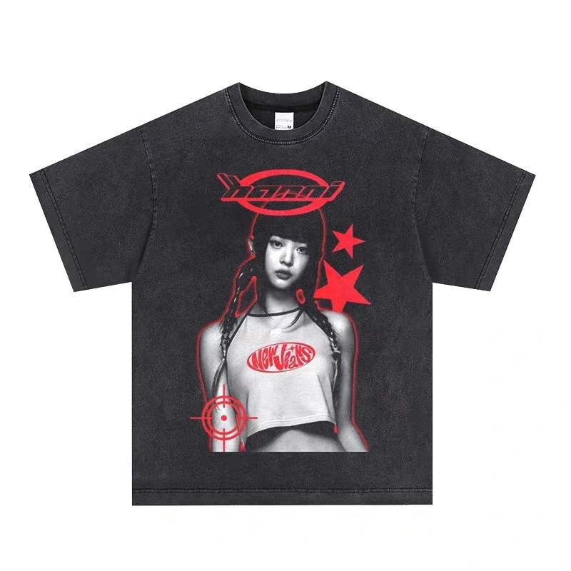 Newjeans Custom Member Printed Retro Washed T-Shirt