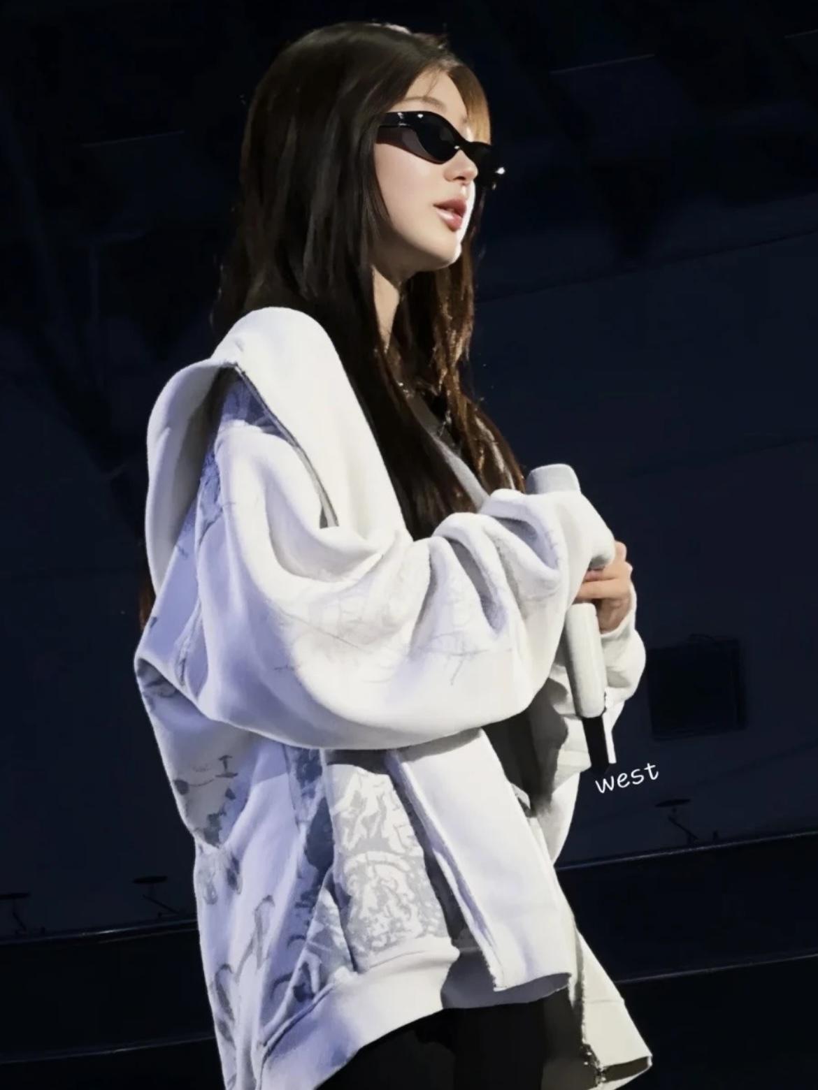 Aespa Giselle Inspired Heart Devil Graffiti Printed Zip Up Hoodie