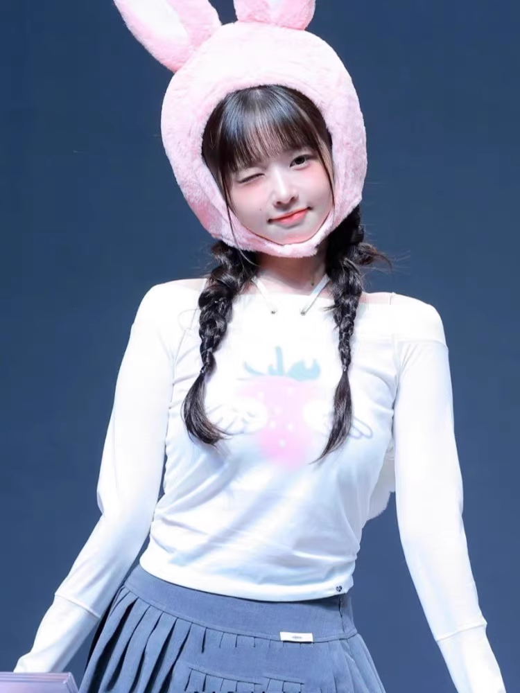 IVE Rei Inspired Strawberry Angel Off Shoulder Top