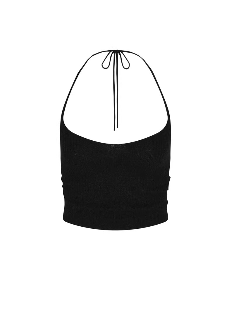 Aespa Winter Inspired Neck Halter Slim Fit Crop Top