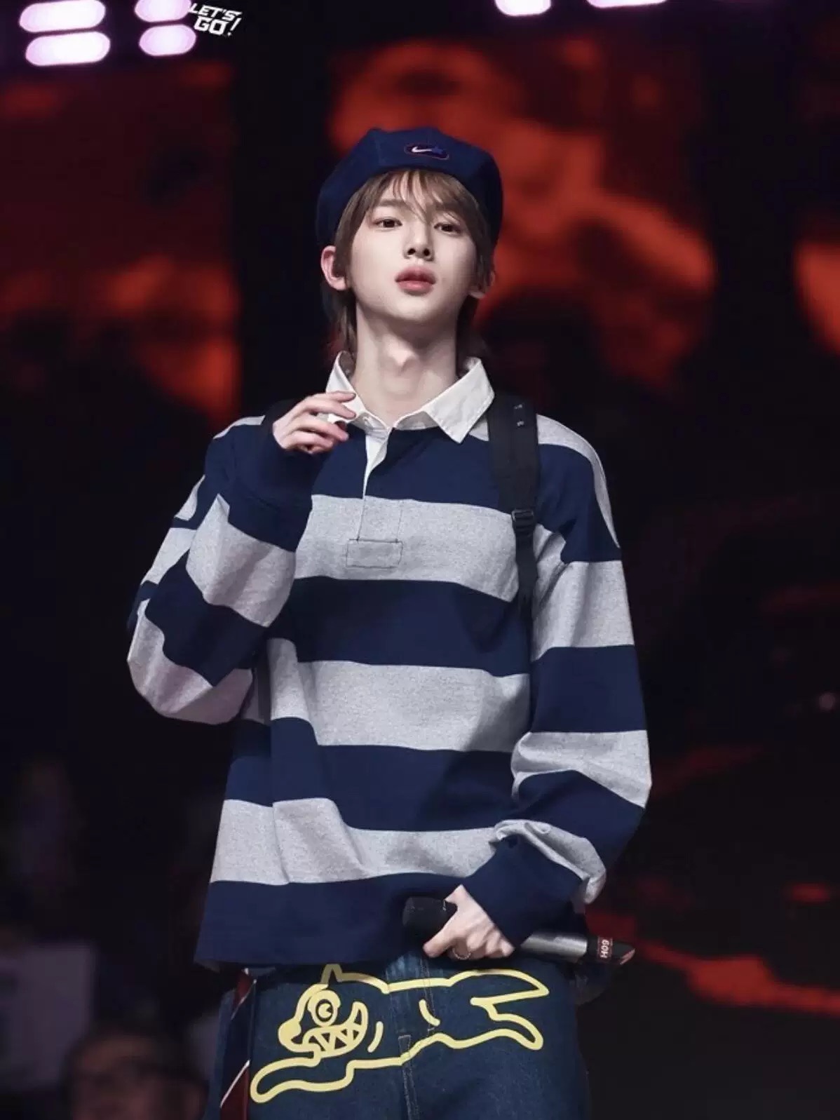 Cortis Juhoon inspired navy grey Stripe Sweatshirt