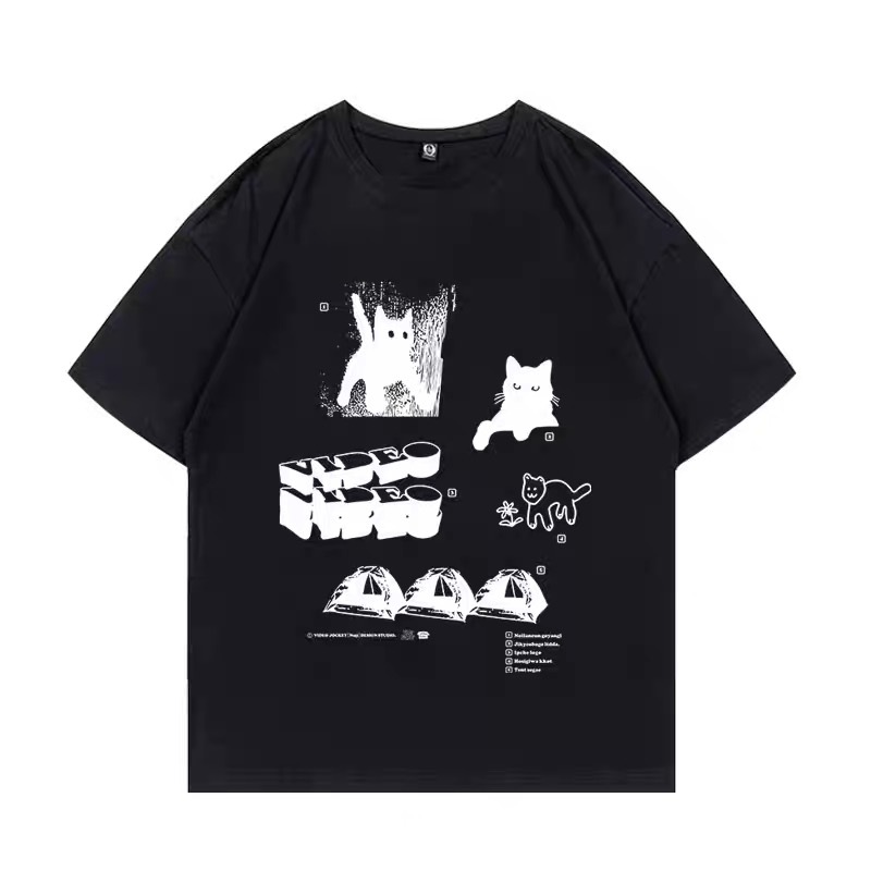 IVE Rei & (G)I-DLE Yuqi Inspired Cat-themed Illustration T-shirt
