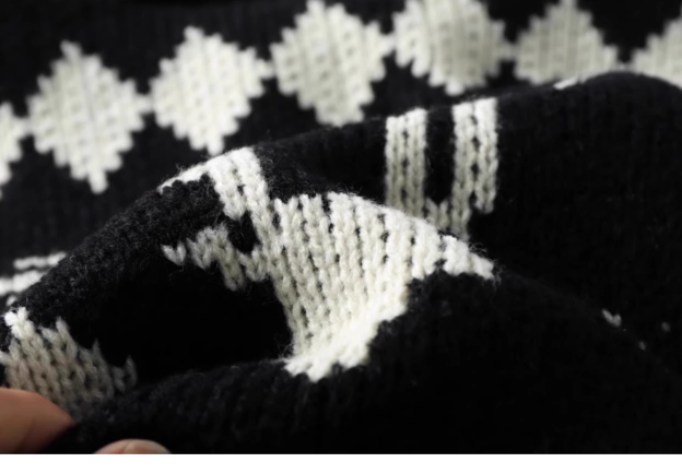 Aespa Karina Inspired Elk Rose Patterned Zip-Up Hooded Knit Coat