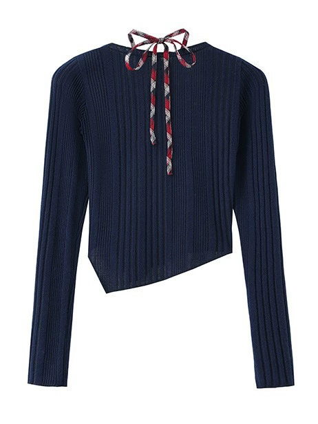 Fake two-piece tight long-sleeve top-Aespa Winter