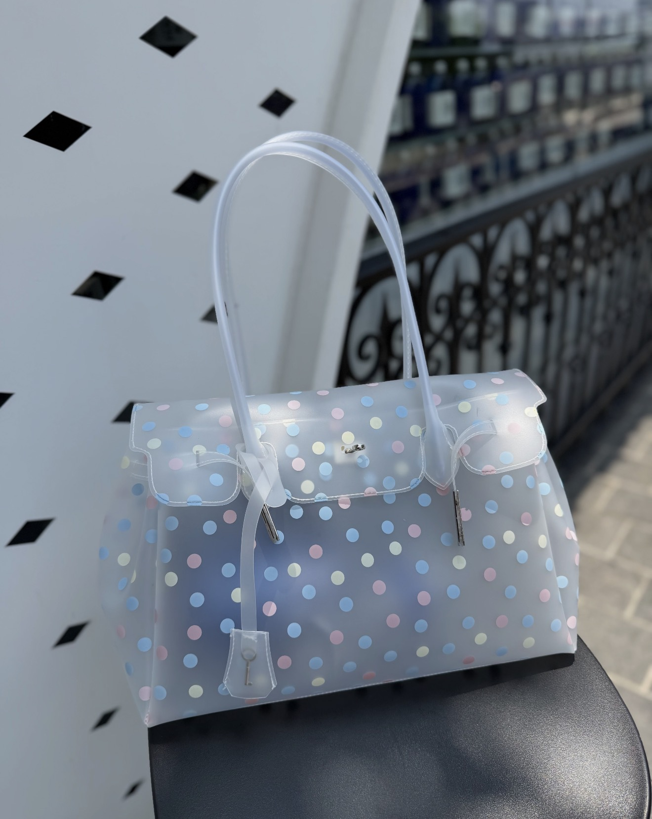 Horizontal Candy Polka Dot TPU Jelly Tote Bag jellyfirkin bag-jelly bag