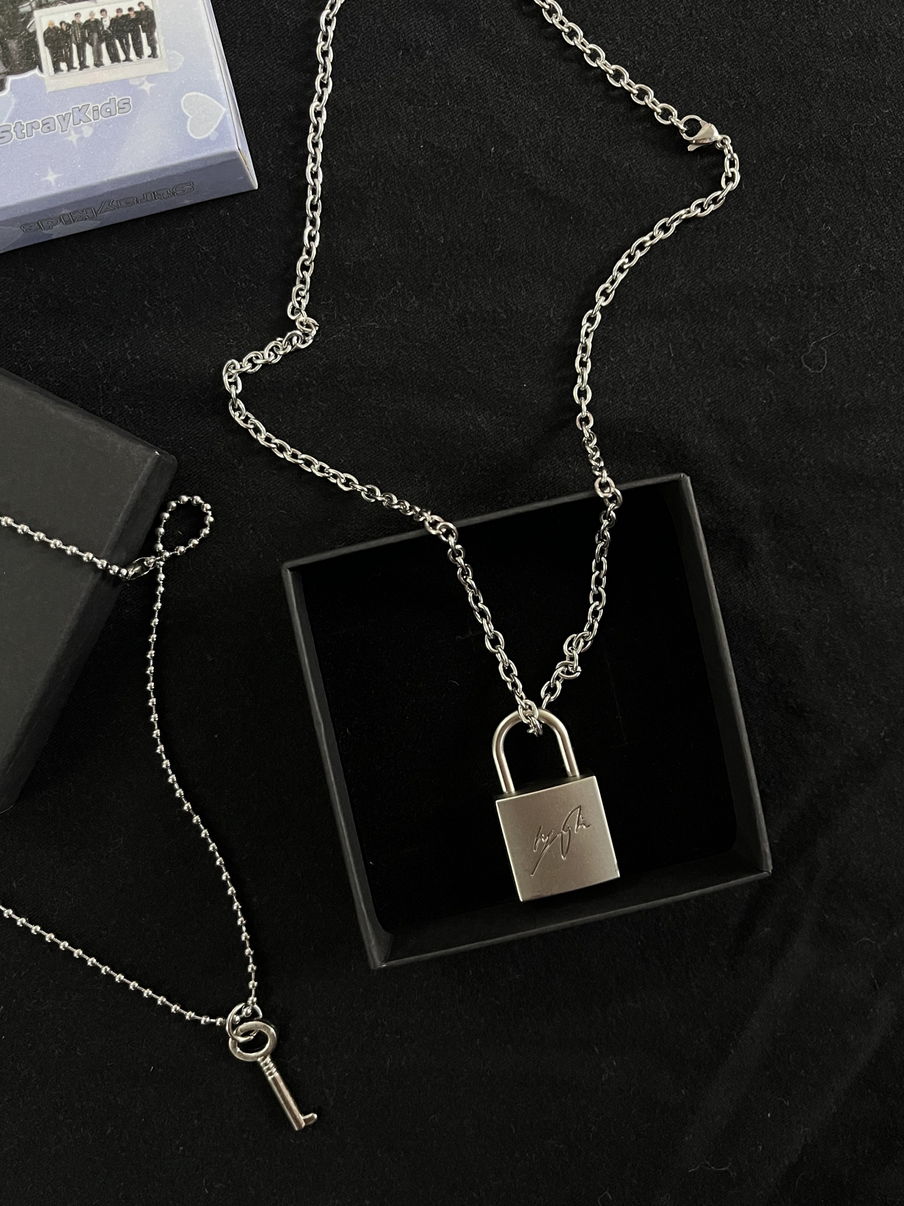Straykids Hyunjin Inspired Initial Lock Pendant Necklace