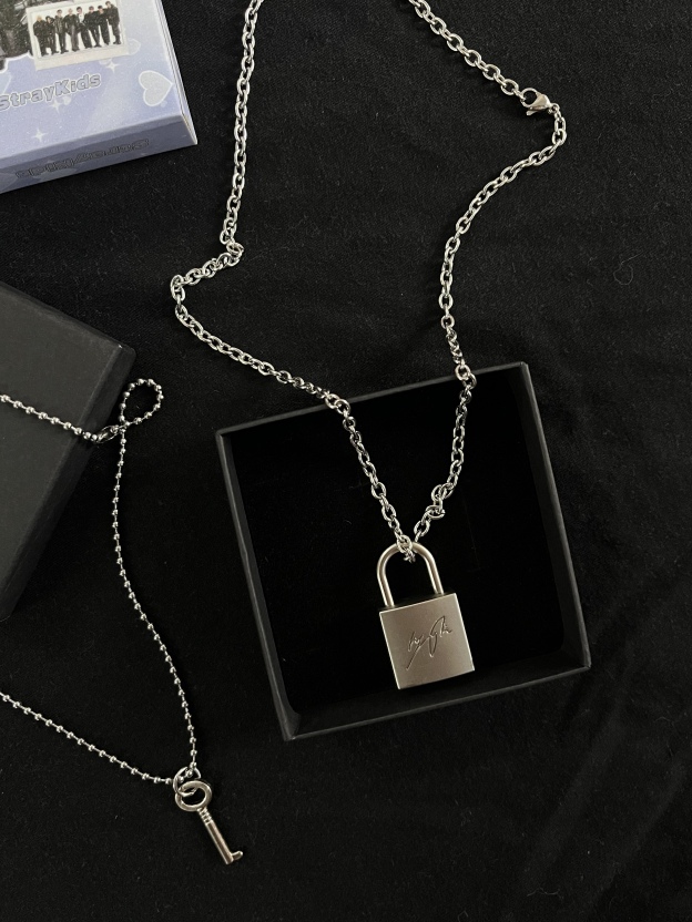 Straykids Hyunjin Inspired Initial Lock Pendant Necklace