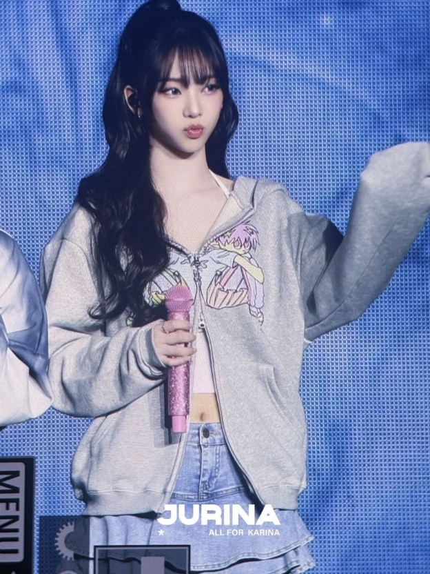 Aespa Karina Inspired Cartoon Anime Zip-Up Hoodie