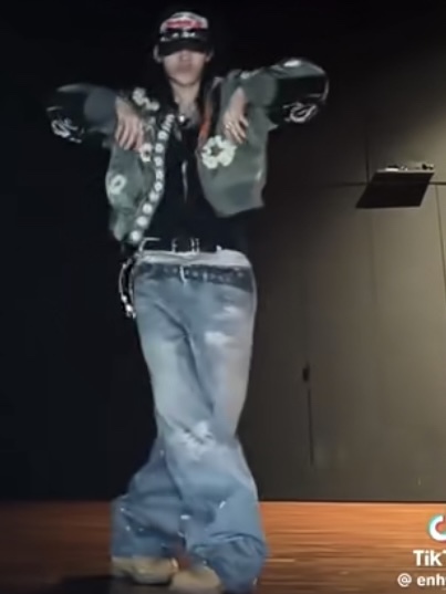 Enhypen Niki Inspired Trompe L‘oeil Denim Printed Pants