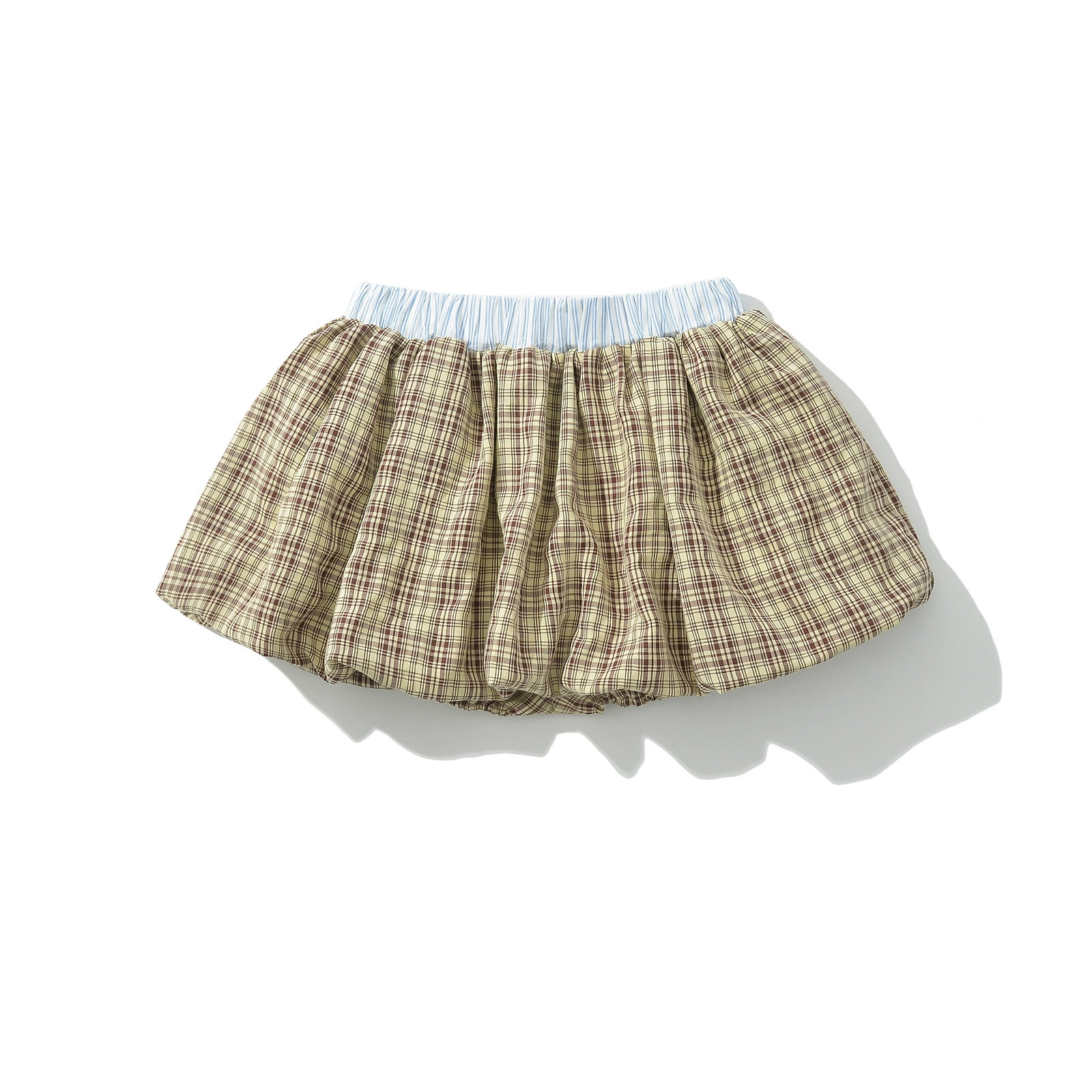 Clashing Color Elastic Waist Bubble Shorts Skirt-Blackpink Jennie