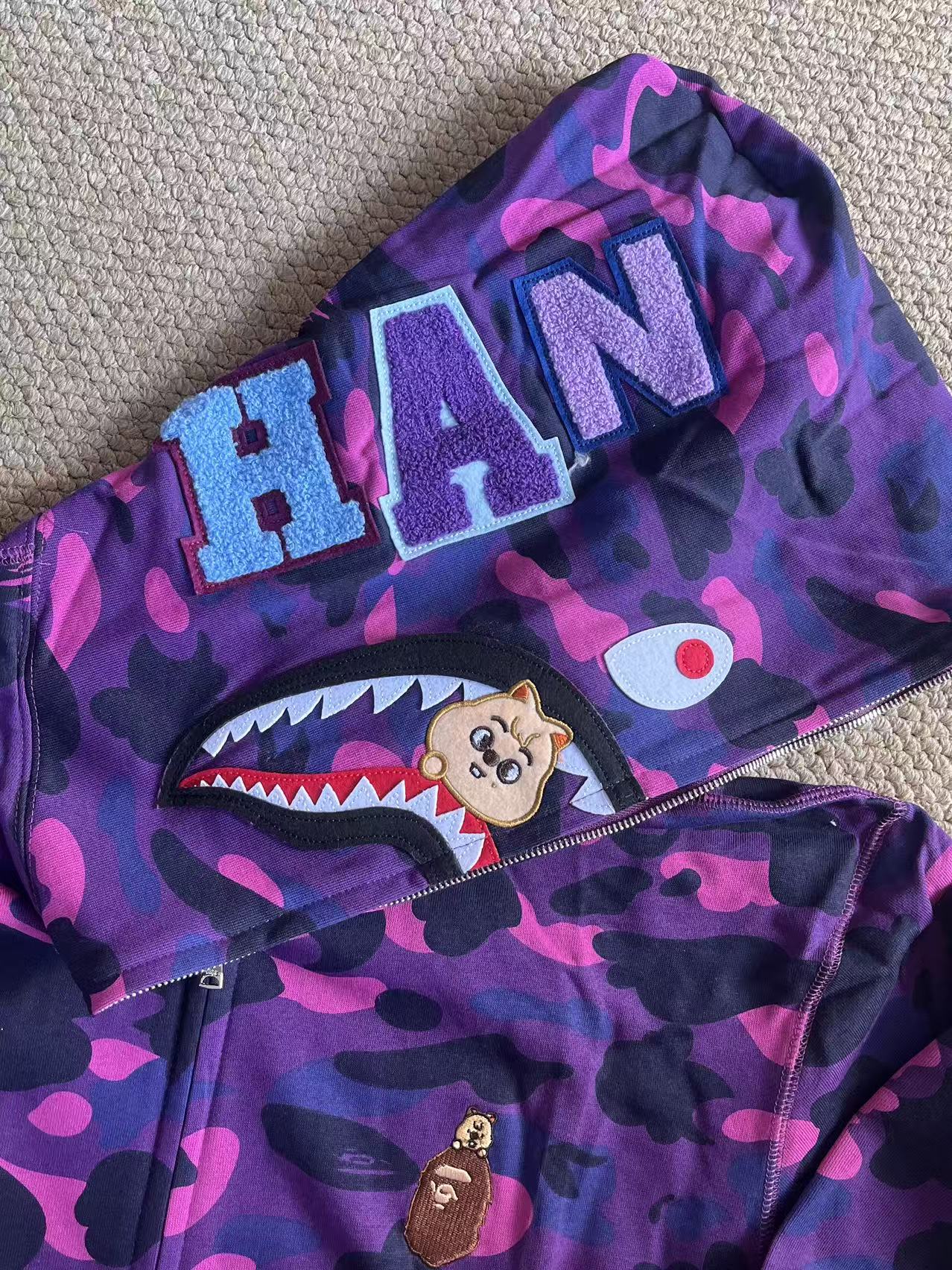 StrayKids HAN BAPE Inspired Bape camo zip-up  hoodie-Stray Kids