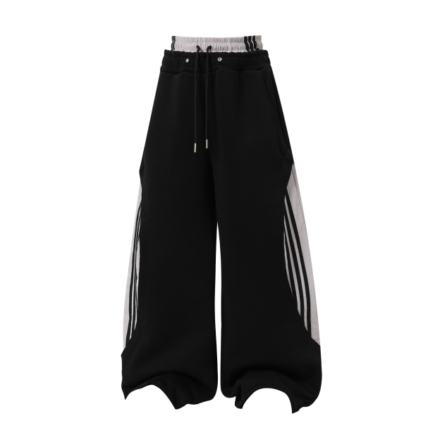 Enhypen Jay Inspired Deconstructed Double Waistband Three-Stripe Sweatpants
