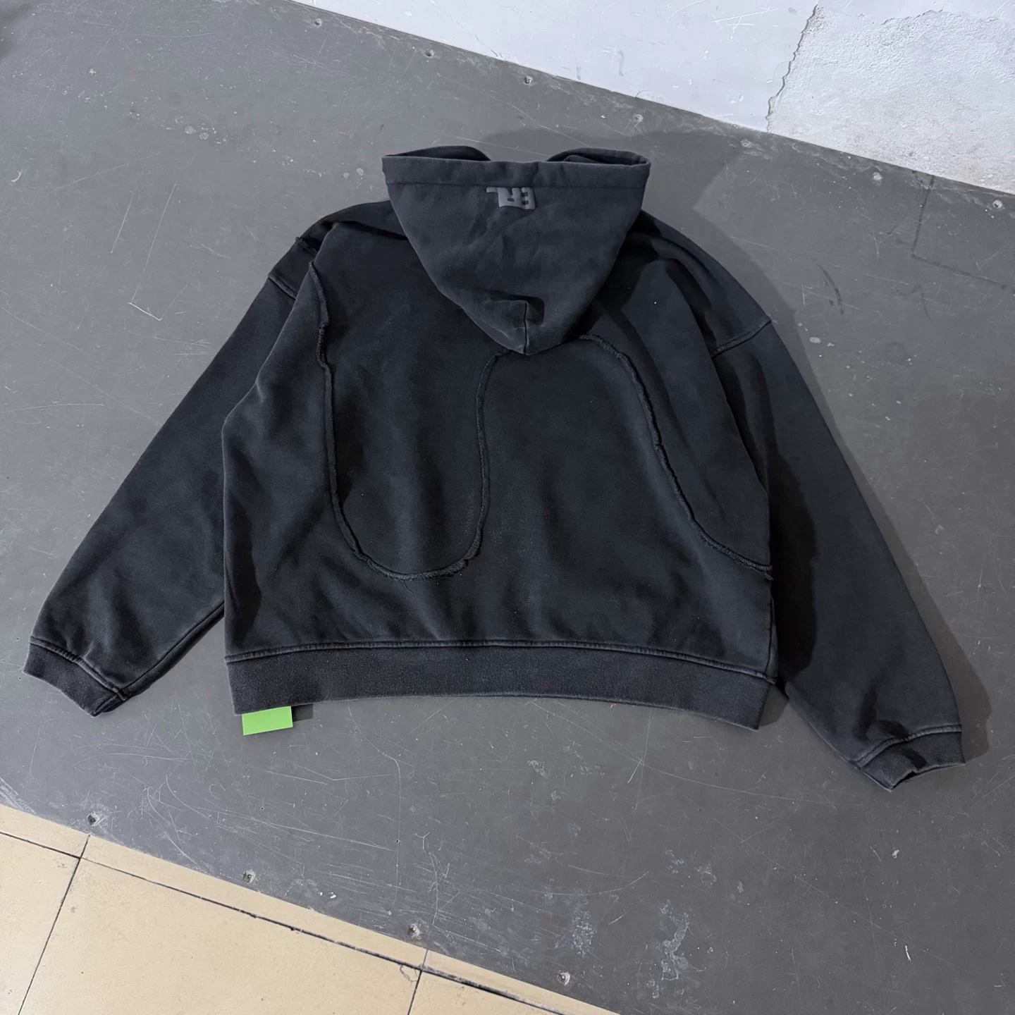 Heeseung Evan Inspired Black Swirl Washed Oversized Hooded Sweatshirt