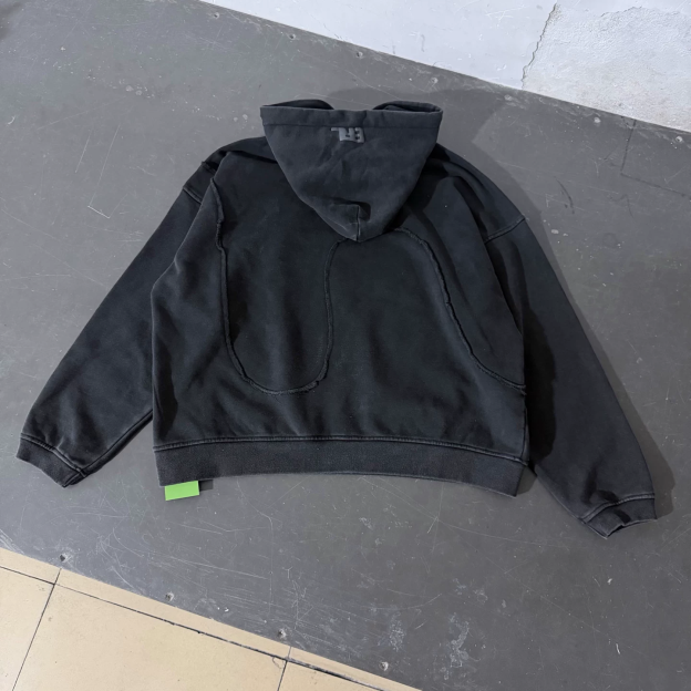 Heeseung Evan Inspired Black Swirl Washed Oversized Hooded Sweatshirt