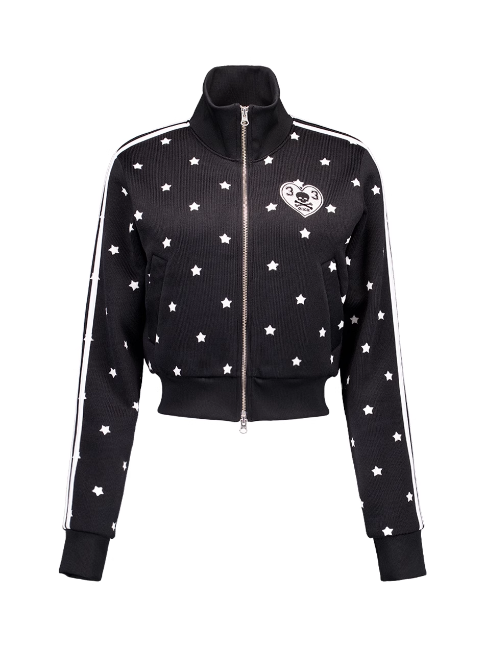 Star Print Zipper Short Jacket-Aespa Karina