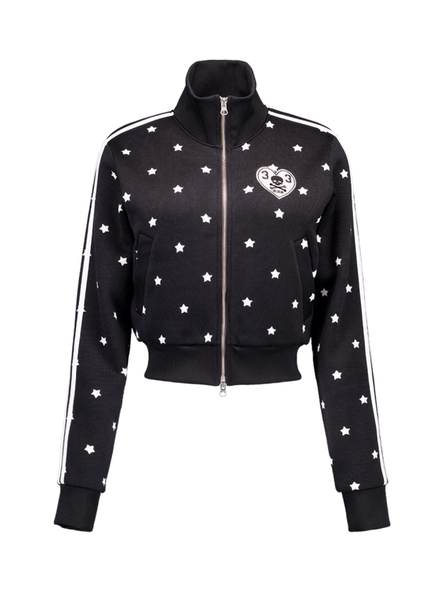 Star Print Zipper Short Jacket-Aespa Karina