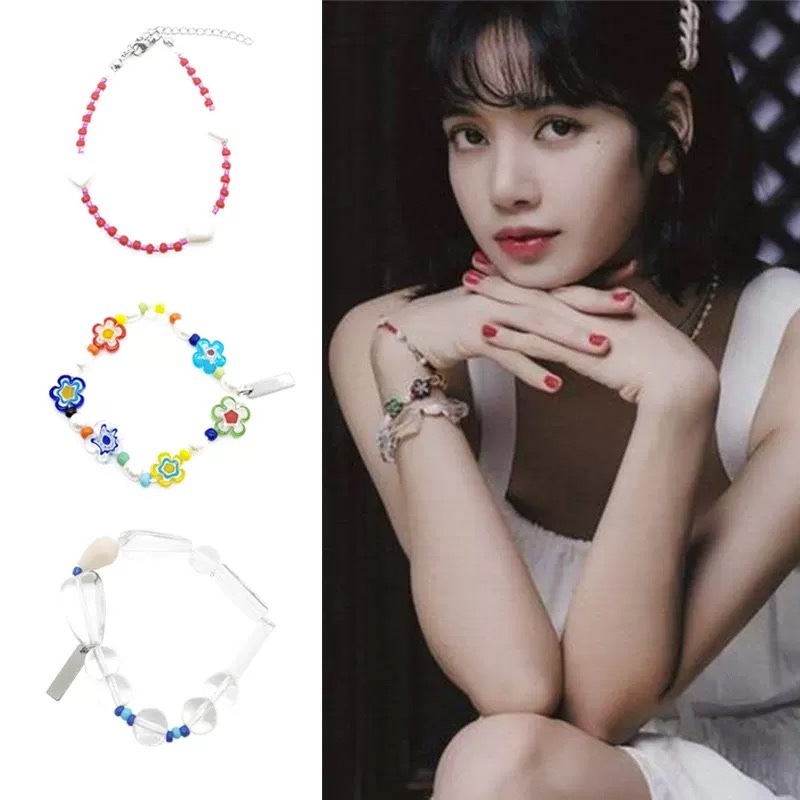 BLACKPINK Lisa Inspired Glass Flower Bracelet Set