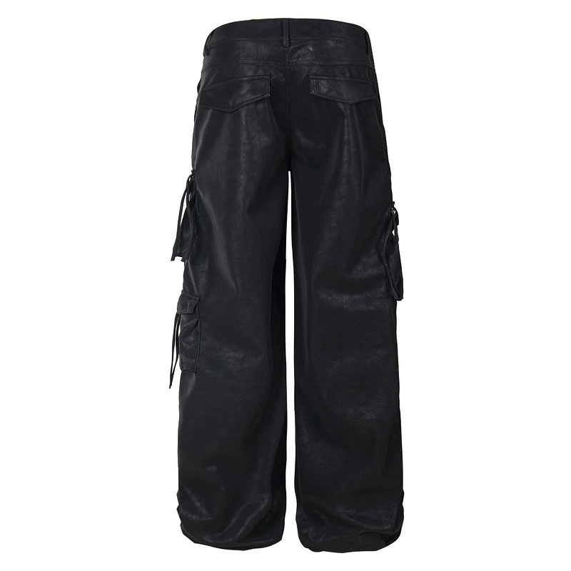 Multi-Pocket Straight-Leg PU Pants -Straykids concert outfitidea for STAY